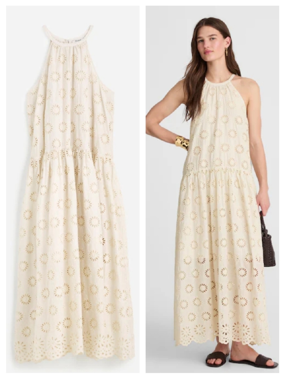 Madeqell Embroidered Drop-Waist Maxi Dress